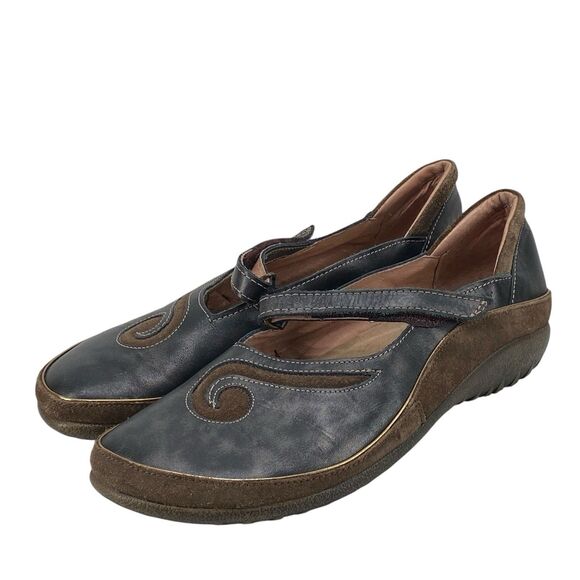 Naot Womens Matai Mary Jane Koru Flats Size 41 Swirl Design Pearl Black (HF18) - Picture 3 of 10